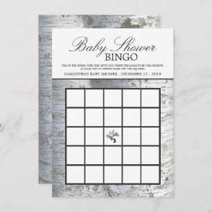 Rustic Silver Birch Tree Baby Shower Bingo Invitation