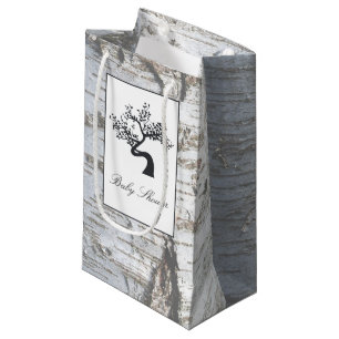 Rustic Silver Birch Tree Baby Shower Small Gift Bag
