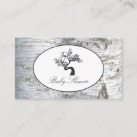 Rustic Silver Birch Tree Baby Shower Ticket Invite