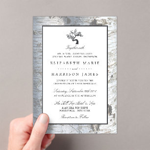 Rustic Silver Birch Tree Wedding Acrylic Invitations