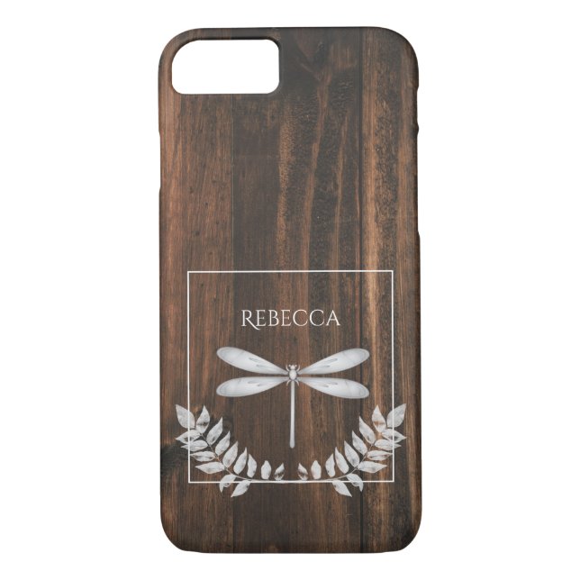 Rustic Silver Dragonfly Personalised Case-Mate iPhone Case (Back)