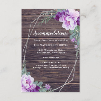  Rustic Silver & Purple Floral Wedding Details Enc Enclosure Card