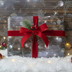 Rustic Silver Snowflake Barn Wood Holiday Wrapping Paper Sheet