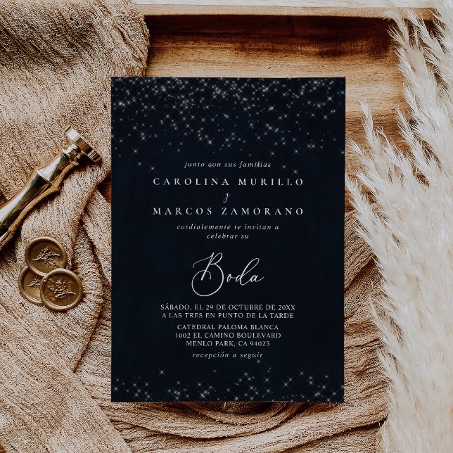 Rustic Silver Star Confetti Boda Wedding   Invitation (Creator Uploaded)