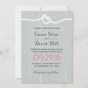 Rustic Silver Tying the Knot Wedding Invitations