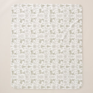Rustic, Silver/White modern Christmas pattern Sherpa Blanket