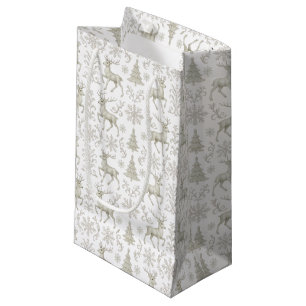 Rustic, Silver/White modern Christmas pattern Small Gift Bag