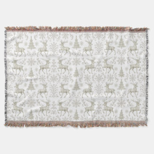 Rustic, Silver/White modern Christmas pattern Throw Blanket