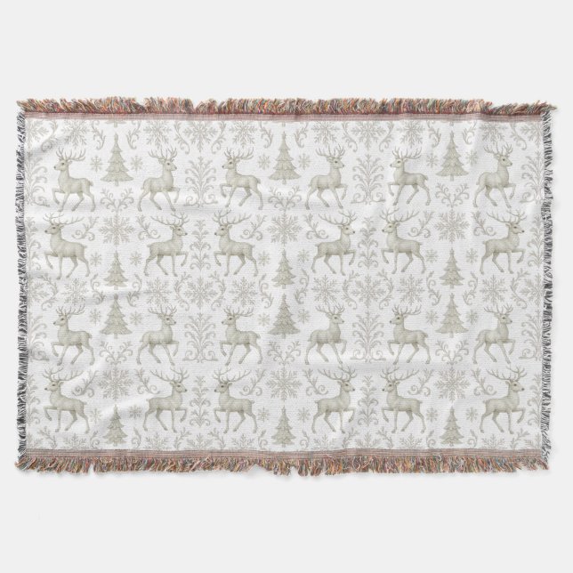 Rustic, Silver/White modern Christmas pattern Throw Blanket (Front)