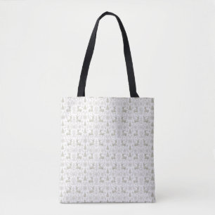 Rustic, Silver/White modern Christmas pattern Tote Bag