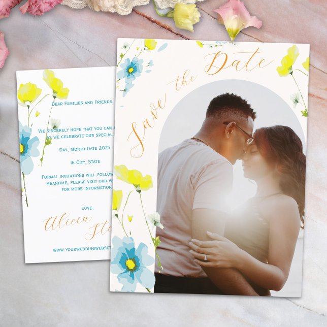 Rustic Simple 1 Photo Arch Save the Date Postcard (Creator Uploaded)