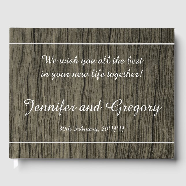 Rustic, Simple and Elegant Wedding Guest Book (Front)