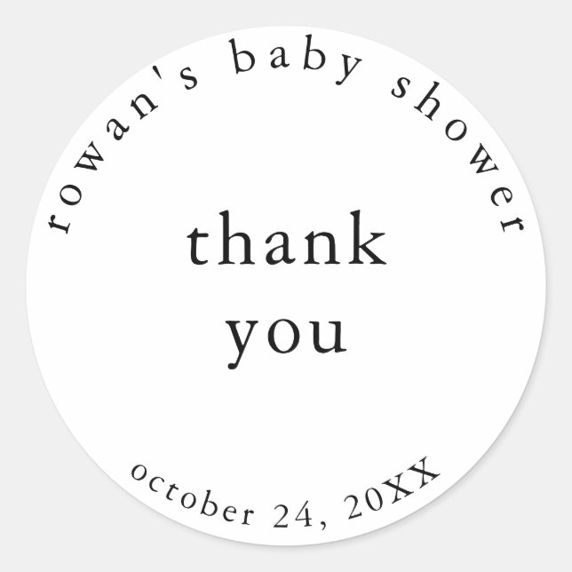 Rustic Simple Baby Shower Thank You Sticker (Front)