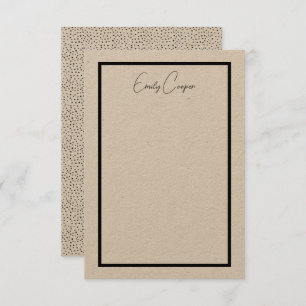 Rustic Simple Black Polka Dot Border Monogram Thank You Card