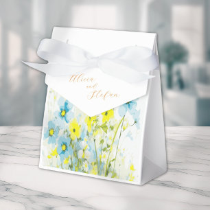 Rustic Simple Blue Yellow Poppies Watercolor  Favour Box