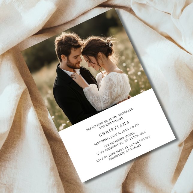 Rustic Simple Digital Budget Bridal Shower Photo  Invitation (Creator Uploaded)