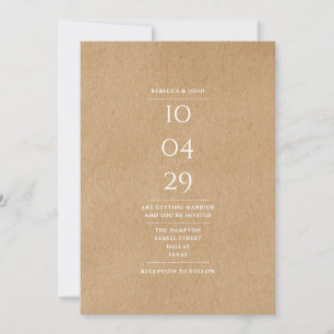 Rustic Simple Elegant Special Date Wedding Invitation