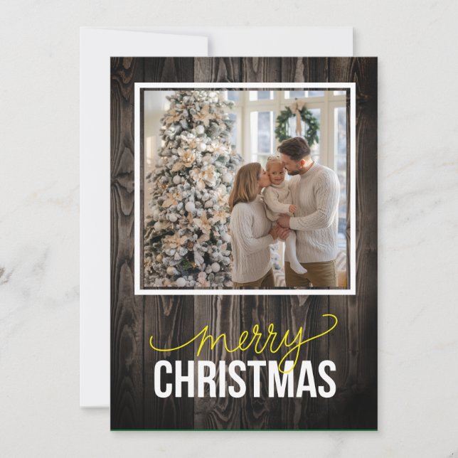 Rustic Simple Family Christmas Holiday Card (Front)