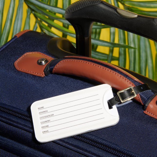 Rustic Simple Graphic Custom Photo Name Luggage Tag (Back Insitu 1)