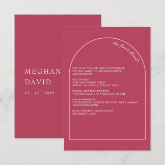 Rustic Simple Modern Arch Magenta Wedding Enclosure Card
