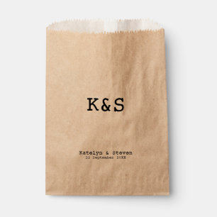 Rustic Simple Monogram Initials Wedding Treat Favour Bags