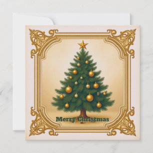Rustic Simple Non Photo Chic Christmas Tree Holiday Card