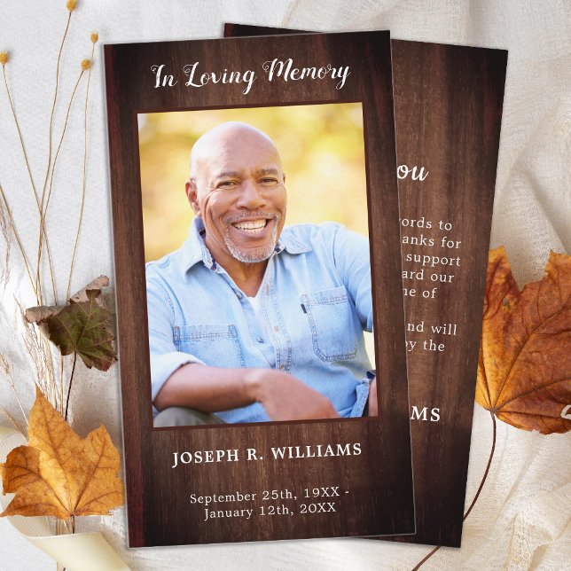 Rustic Simple Photo Memorial Funeral Thank You Card (Creator Uploaded)