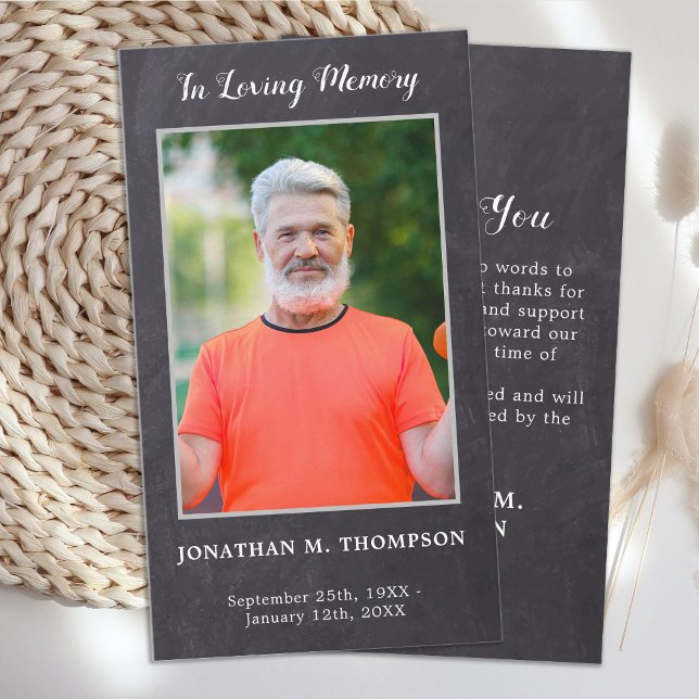 Rustic Simple Photo Memorial Funeral Thank You Card (Creator Uploaded)