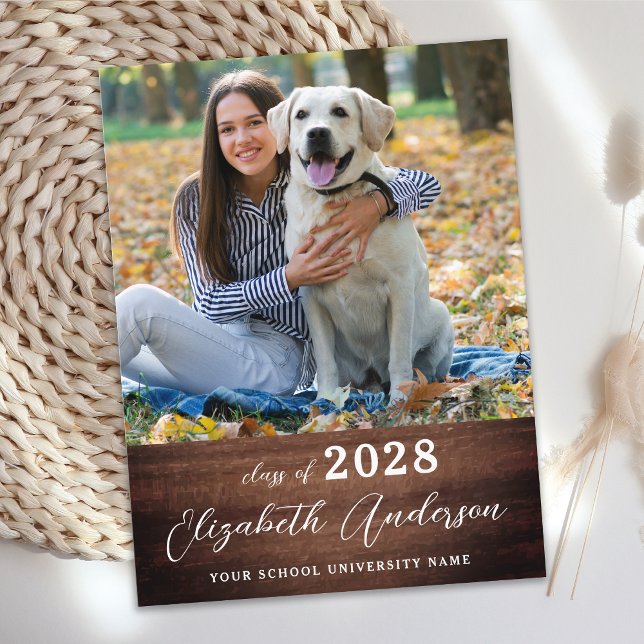 Rustic Simple Photo Personalised Graduation Announcement Postcard (Creator Uploaded)