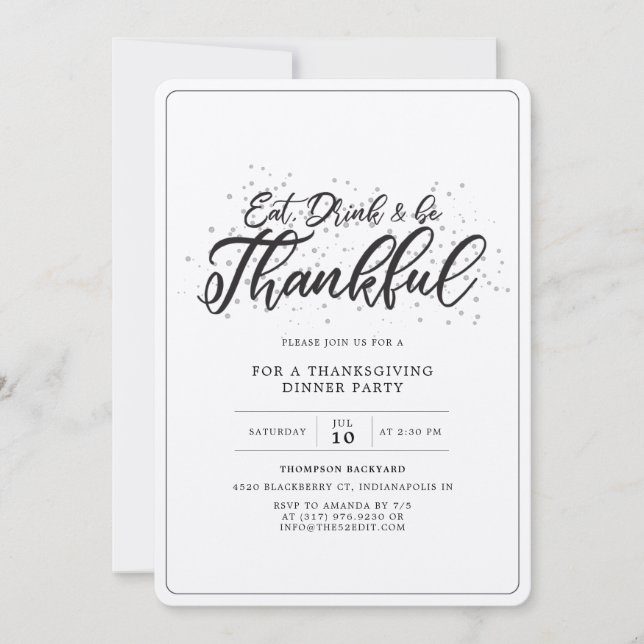 Rustic Simple Thanksgiving Dinner Party Invitation (Front)