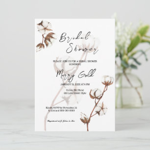 Rustic simple watercolor cotton Bridal Shower Invi Invitation