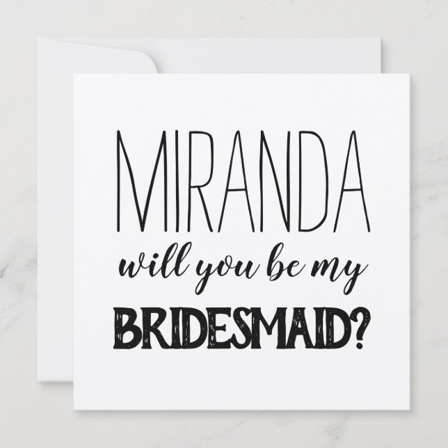 Rustic simple will you be my bridesmaid card (Front)