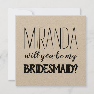 Rustic simple will you be my bridesmaid card