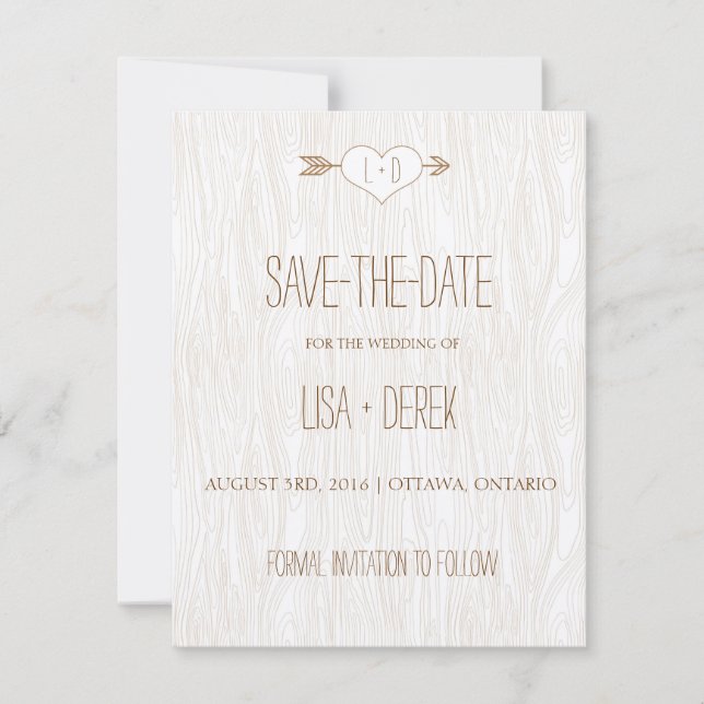 Rustic Simple Woodgrain Save the Date (Front)