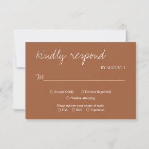 Rustic Simplicity Terracotta Minimalist Wedding RSVP Card