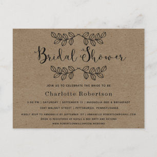 Rustic Simply Kraft Bridal Shower Invitation Postcard