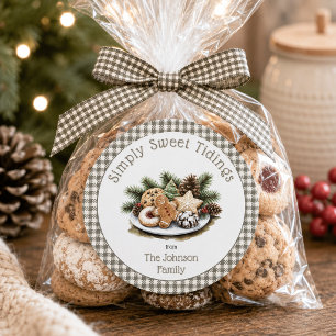 Rustic Simply Sweet Tidings Christmas Cookies Classic Round Sticker