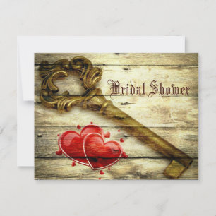 rustic skeleton key victorian steampunk wedding invitation