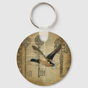 rustic skeleton keys western country mallard duck key ring