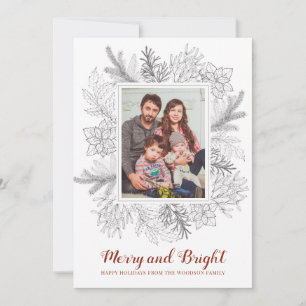 Rustic Sketch Merry and Bright Christmas Photo Car