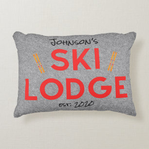 Rustic Ski Lodge Personalised Decorative Cushion