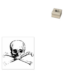 Rustic Skull and Crossbones Vintage Rubber Stamp
