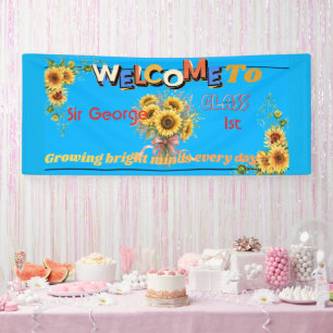 Rustic sky blue Sunflower Teacher Classroom Welc Banner