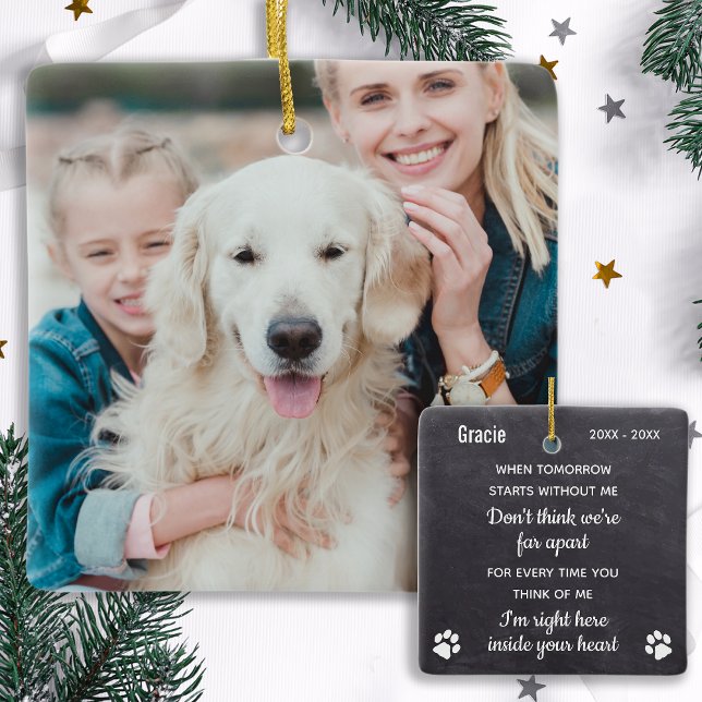 Rustic Slate Sympathy Quote Keepsake Memorial Ceramic Ornament (Creator Uploaded)