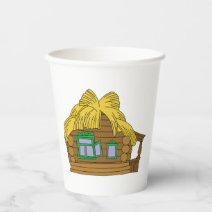 Rustic Slavic Log House Traditional Thatched Roof Paper Cups