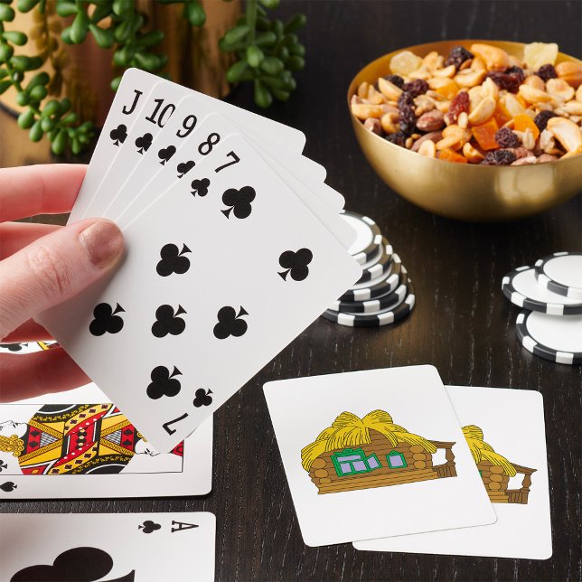 Rustic Slavic Log House Traditional Thatched Roof Playing Cards (Creator Uploaded)