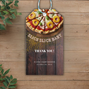 Rustic Slice Slice Pizza Baby Shower Gift Tags