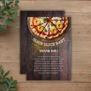 Rustic Slice Slice Pizza Baby Shower Thank You Card