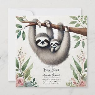 Rustic Sloth Baby Shower Invitation