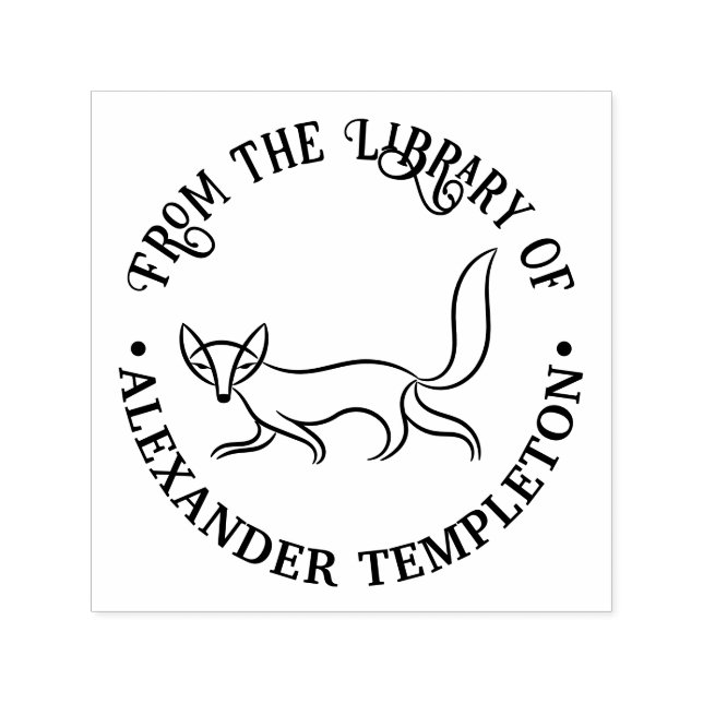 Rustic Sly Fox #3 Round Library Book Name Self-inking Stamp (Design)